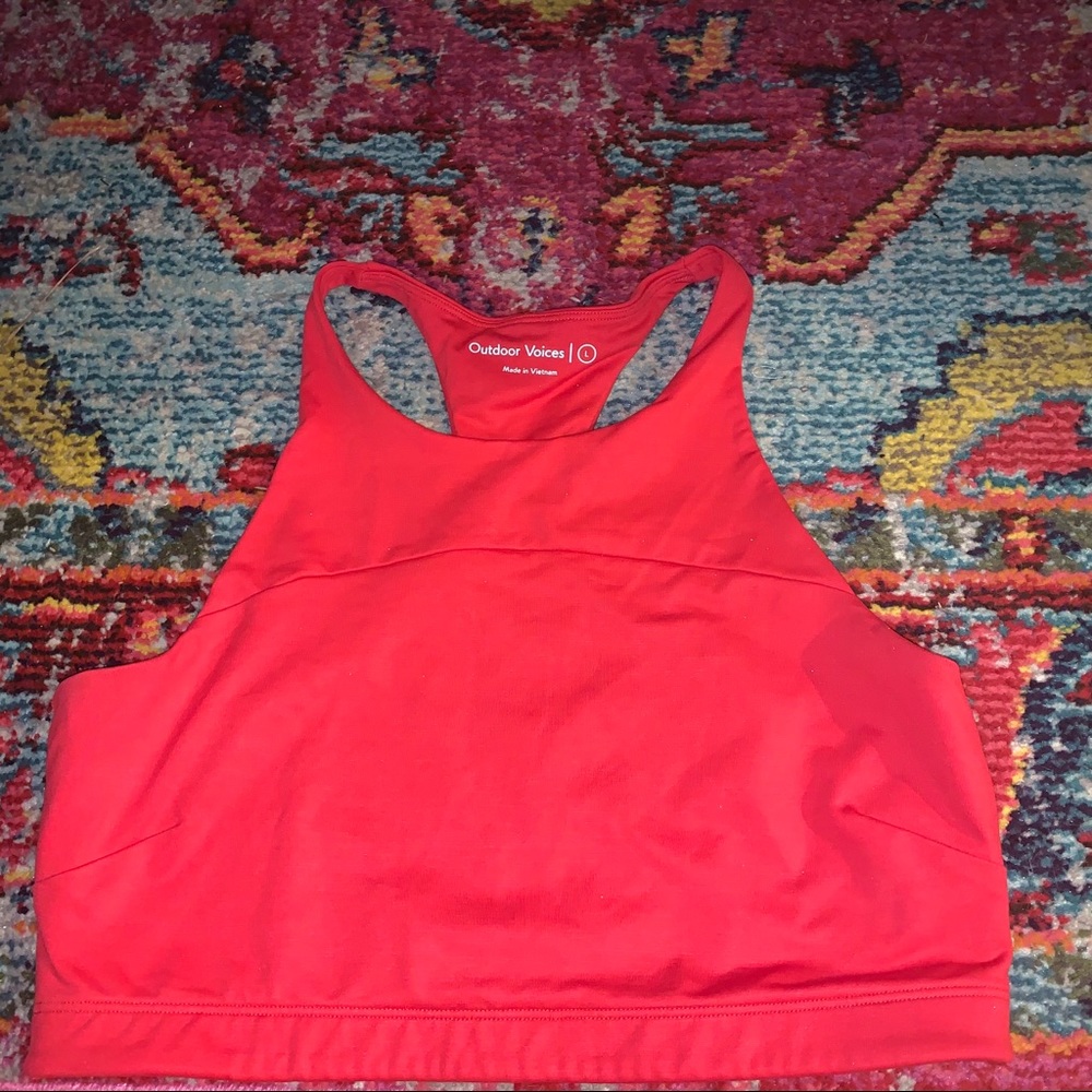Outdoors halter neck red sports bra